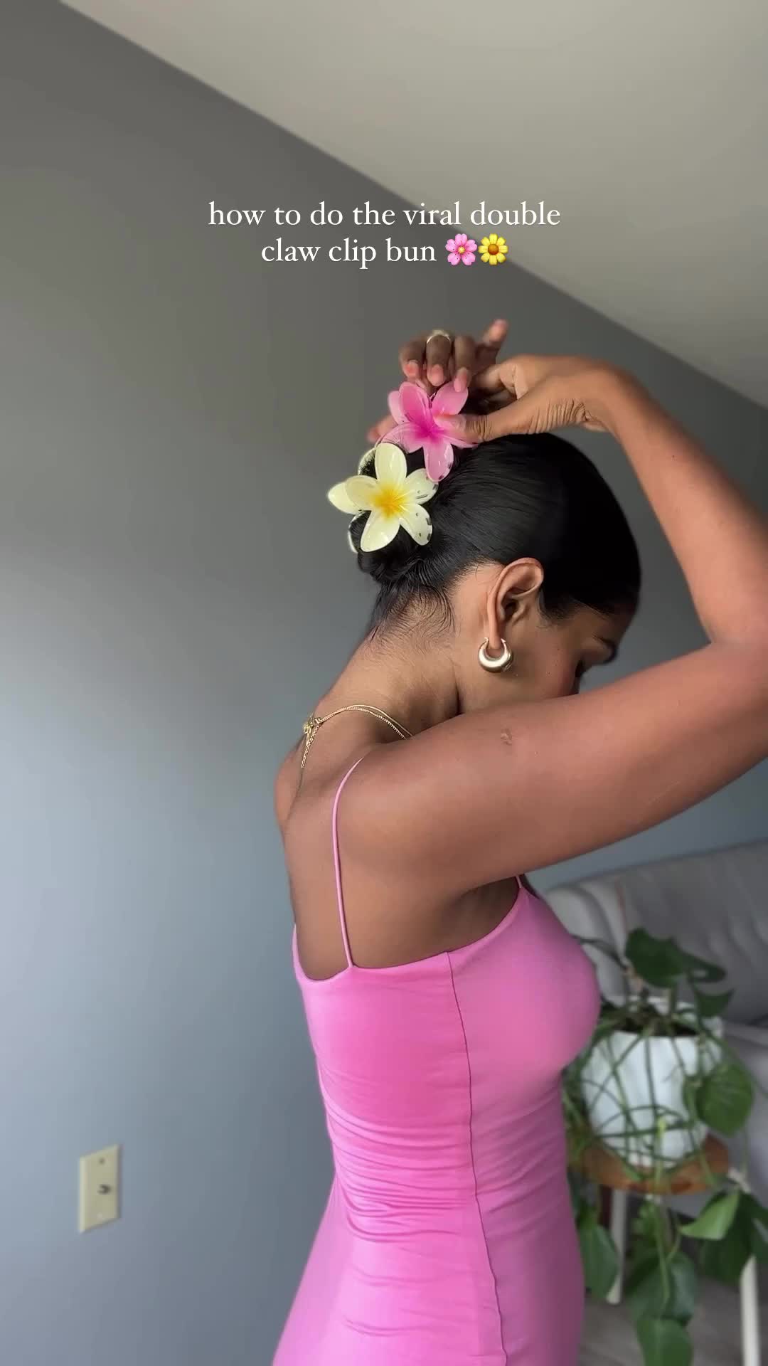 cara gampang bikin double claw clip bun