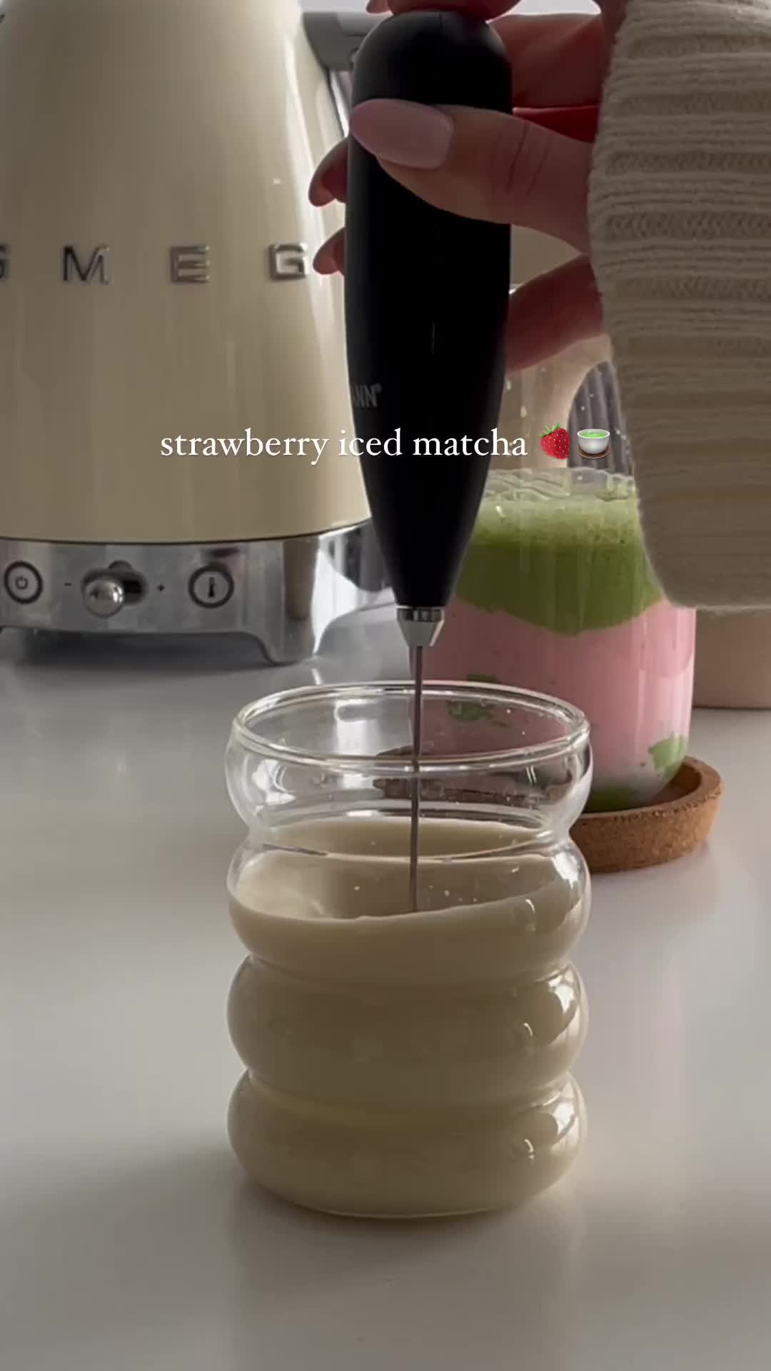 Strawberry iced matcha!