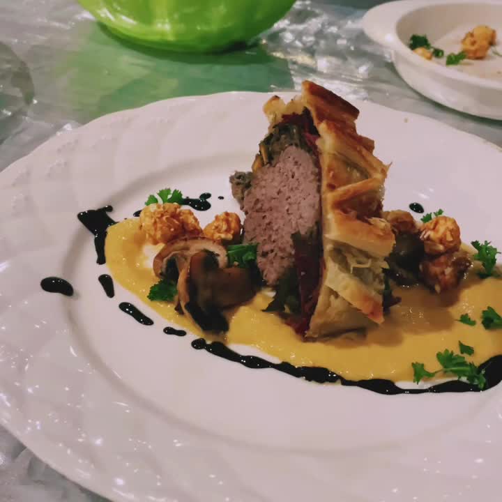 beef wellington x lime corn pure x grilled mushroom x caramel popcorn 
