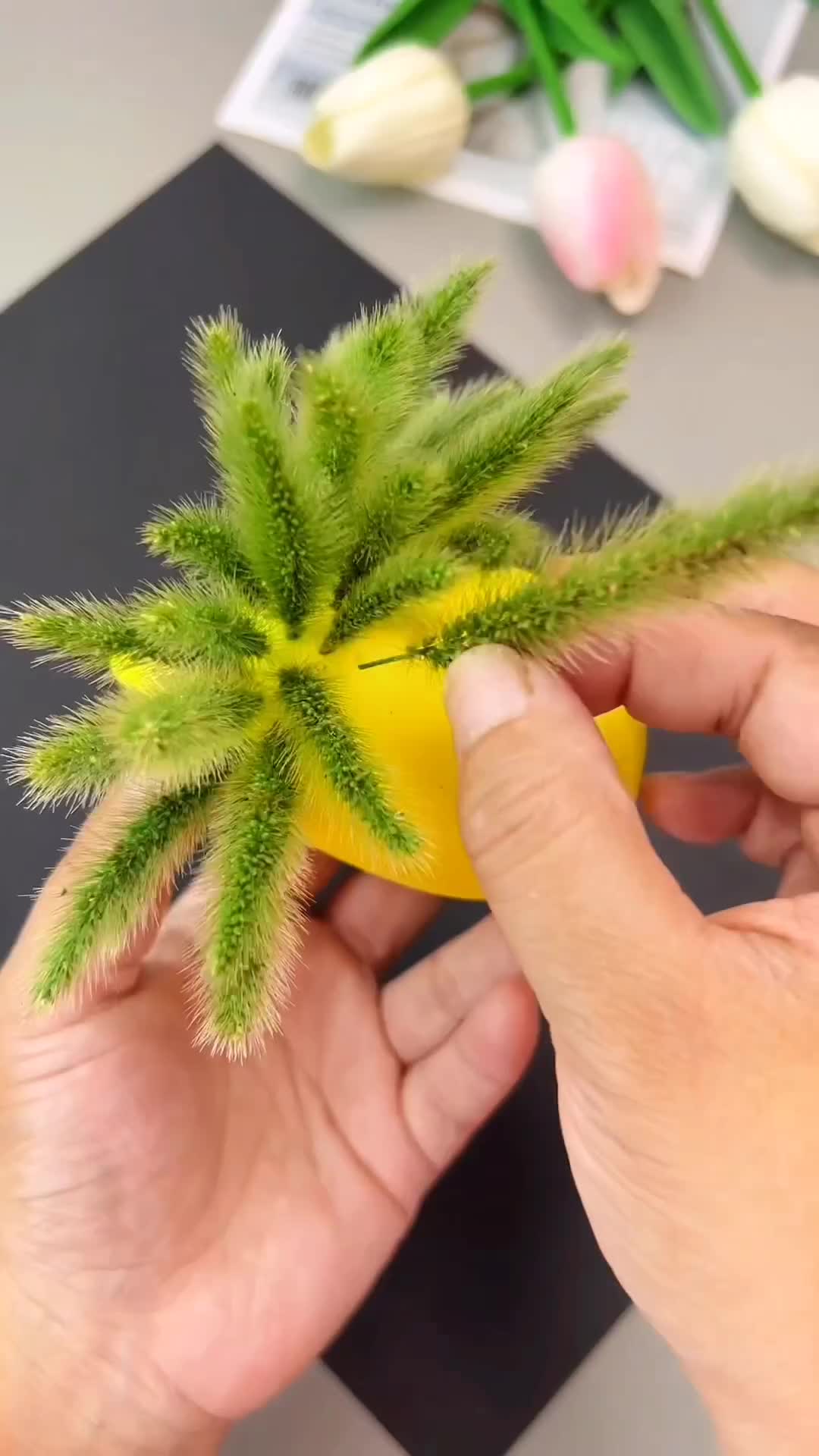 Cara membuat boneka landak dari rumput liar
