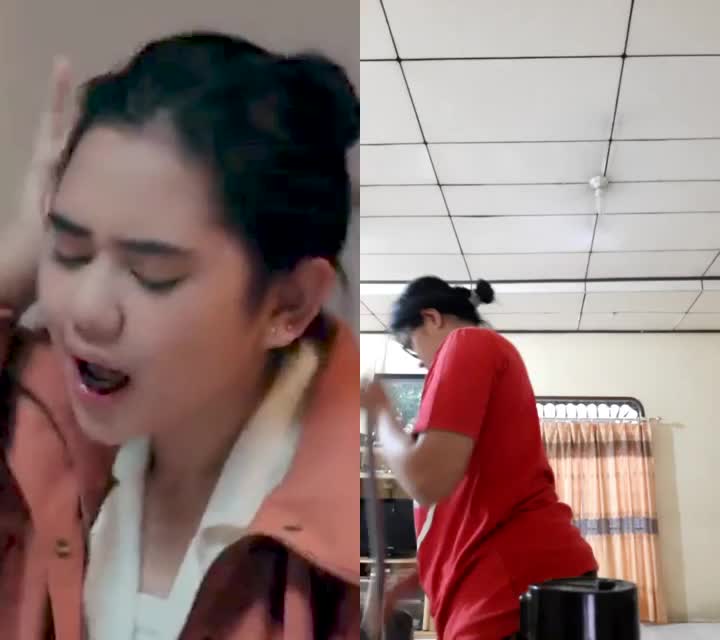 tetap fokus nyapu walau sambil dengerin temen curhat