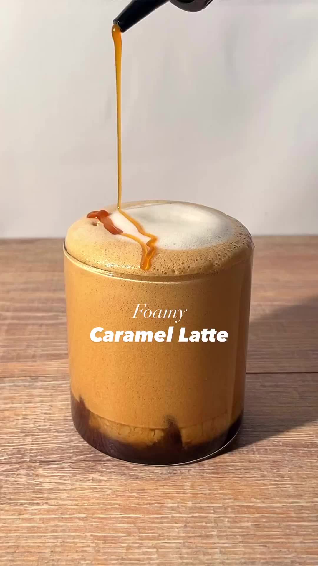Foamy caramel latte