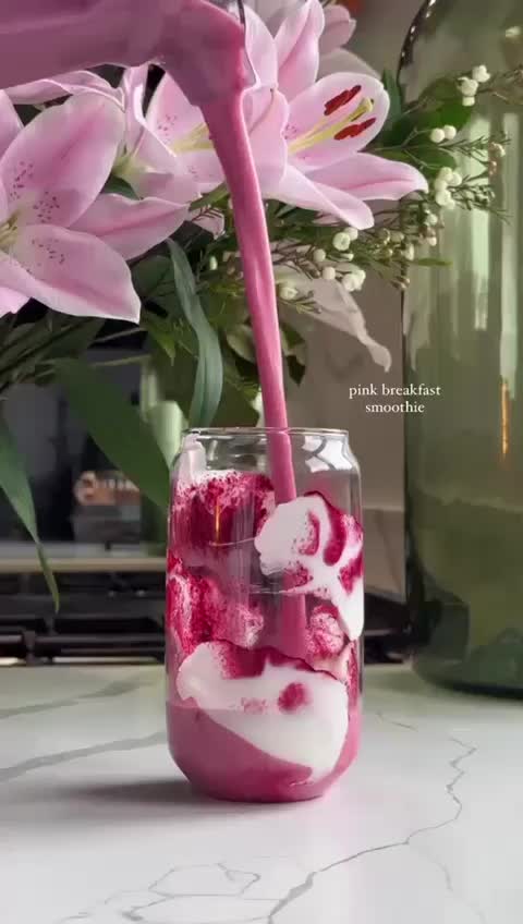 Pink strawberry smoothie