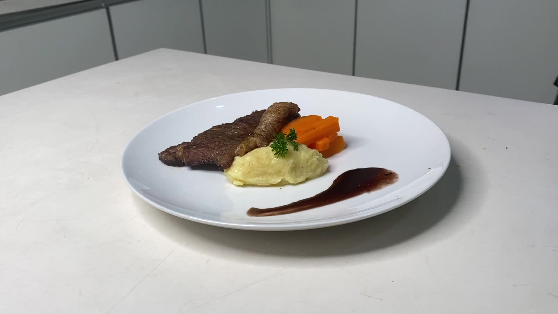 Steak with Masshed Potato and Red Wine Chocolate Sauce #onlineauditionmci8