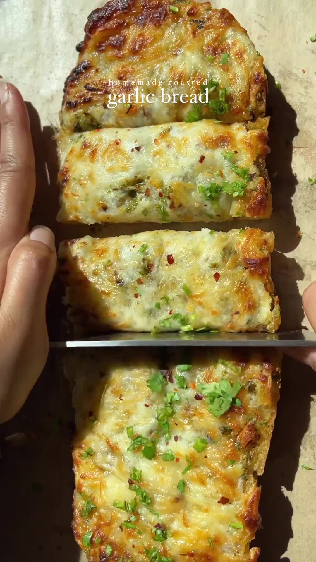 Homemade roasted garlic bread