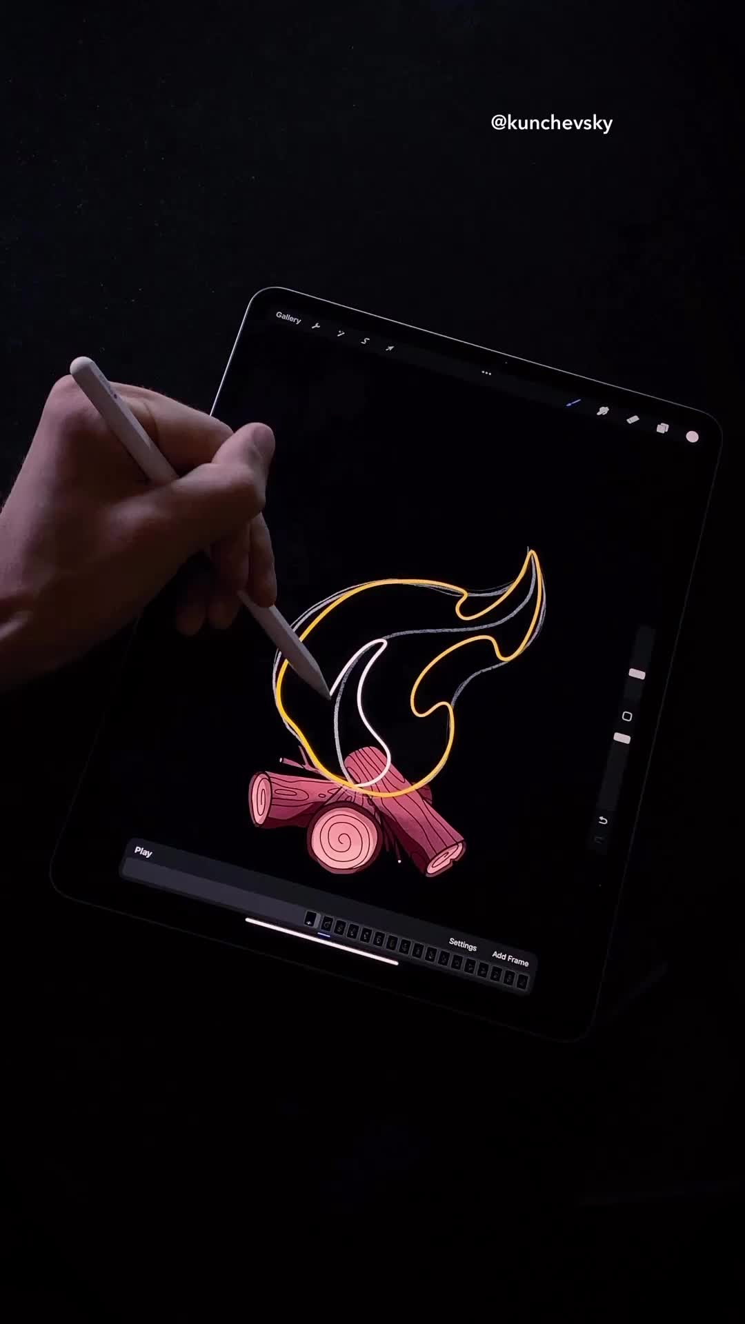 Cara membuat animasi api unggun di procreate