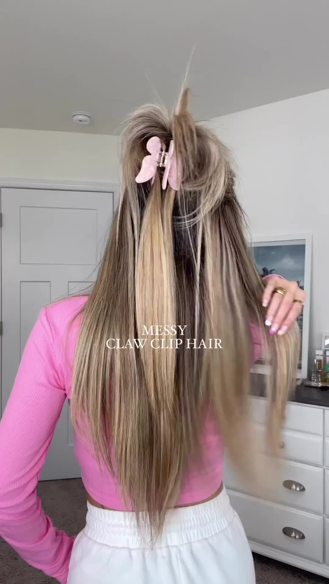 Tutorial messy claw clip hair