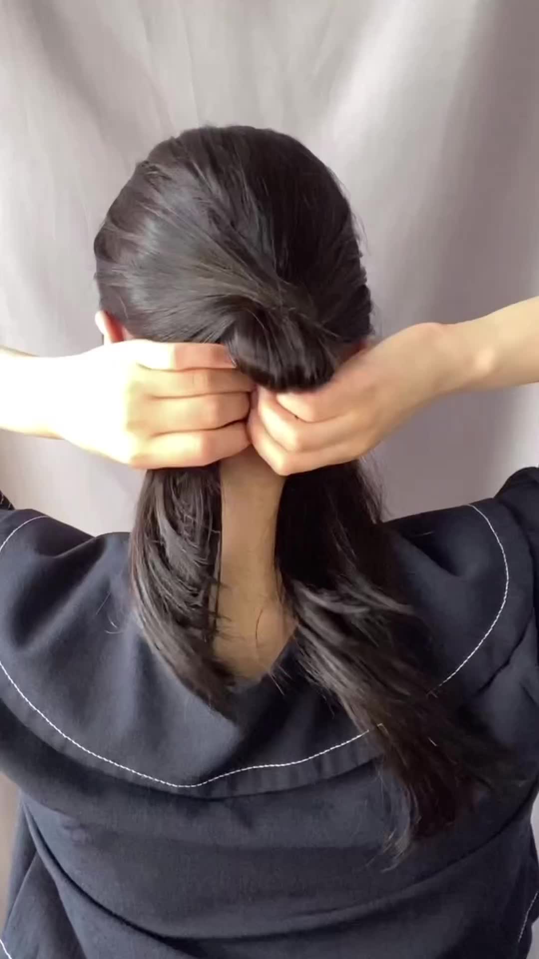 Bikin low hair bun gak pake ribett