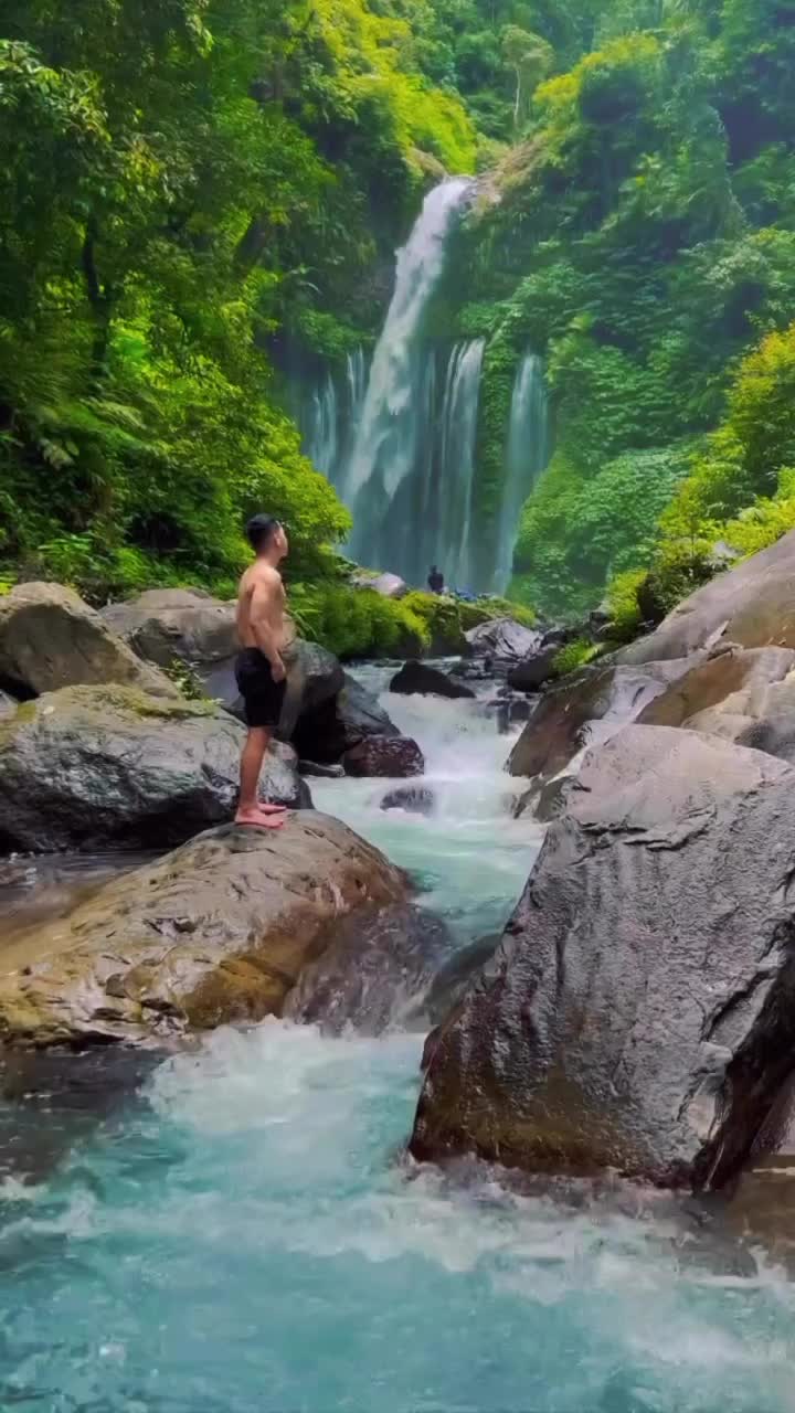No one would deny to run into this majestic clear waterfall 😍. 📸@why_ajie at Tiu Kelep Waterfall.
