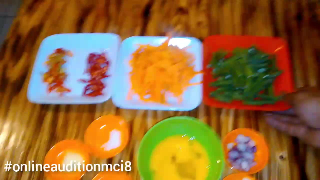 STIR-FRY LONG BEANS AND CARROT WITH EGG.  #onlineauditionmci8