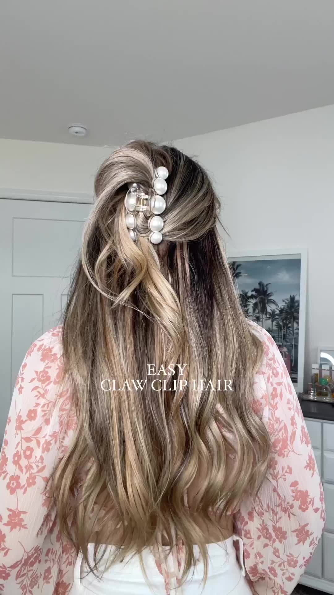 Easy claw clip hairstyle