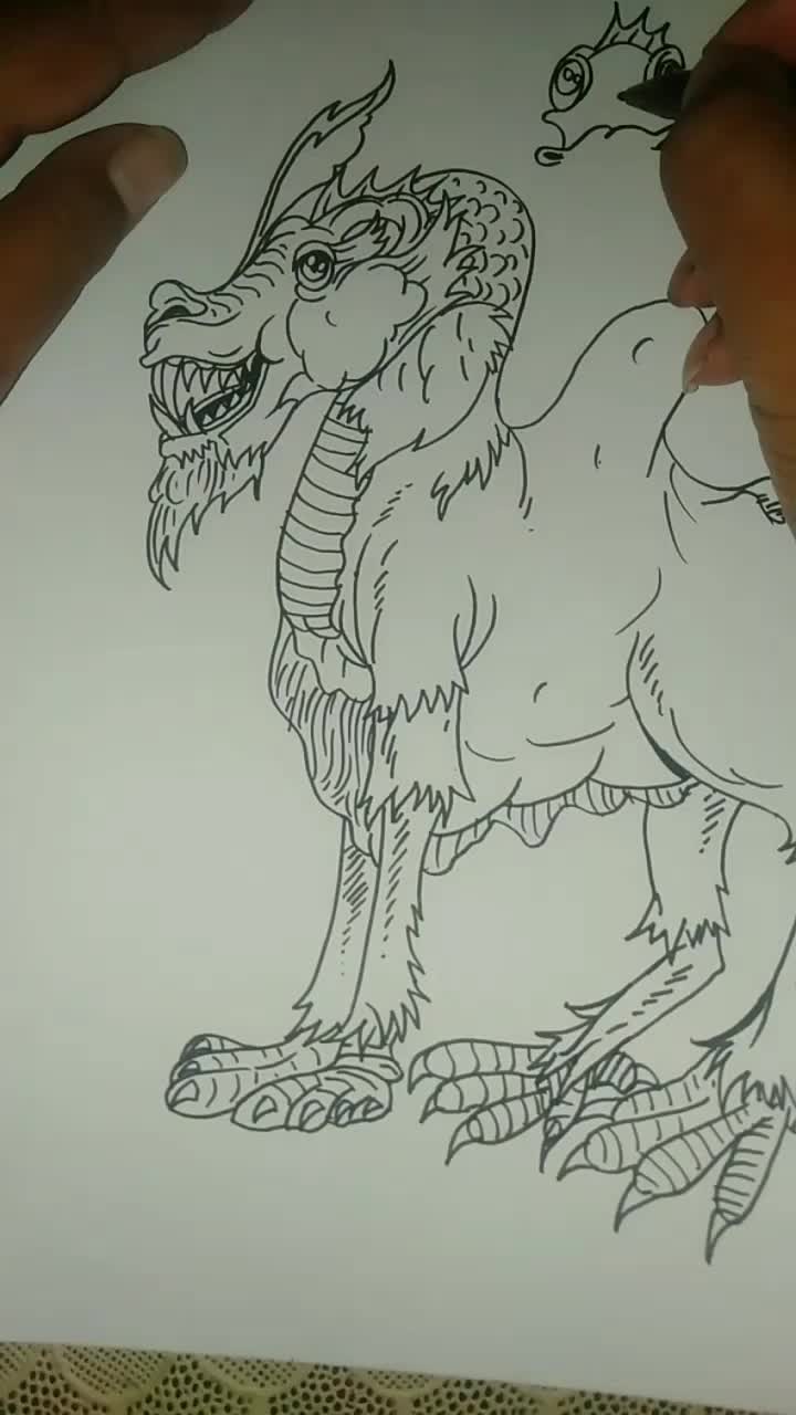 MENGGAMBAR MONSTER NAGA BERBADAN KAMBING