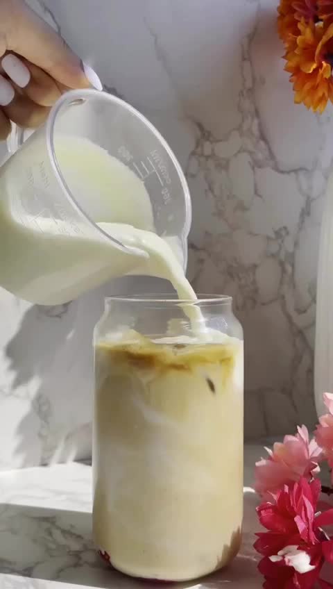 Raspberry iced latte