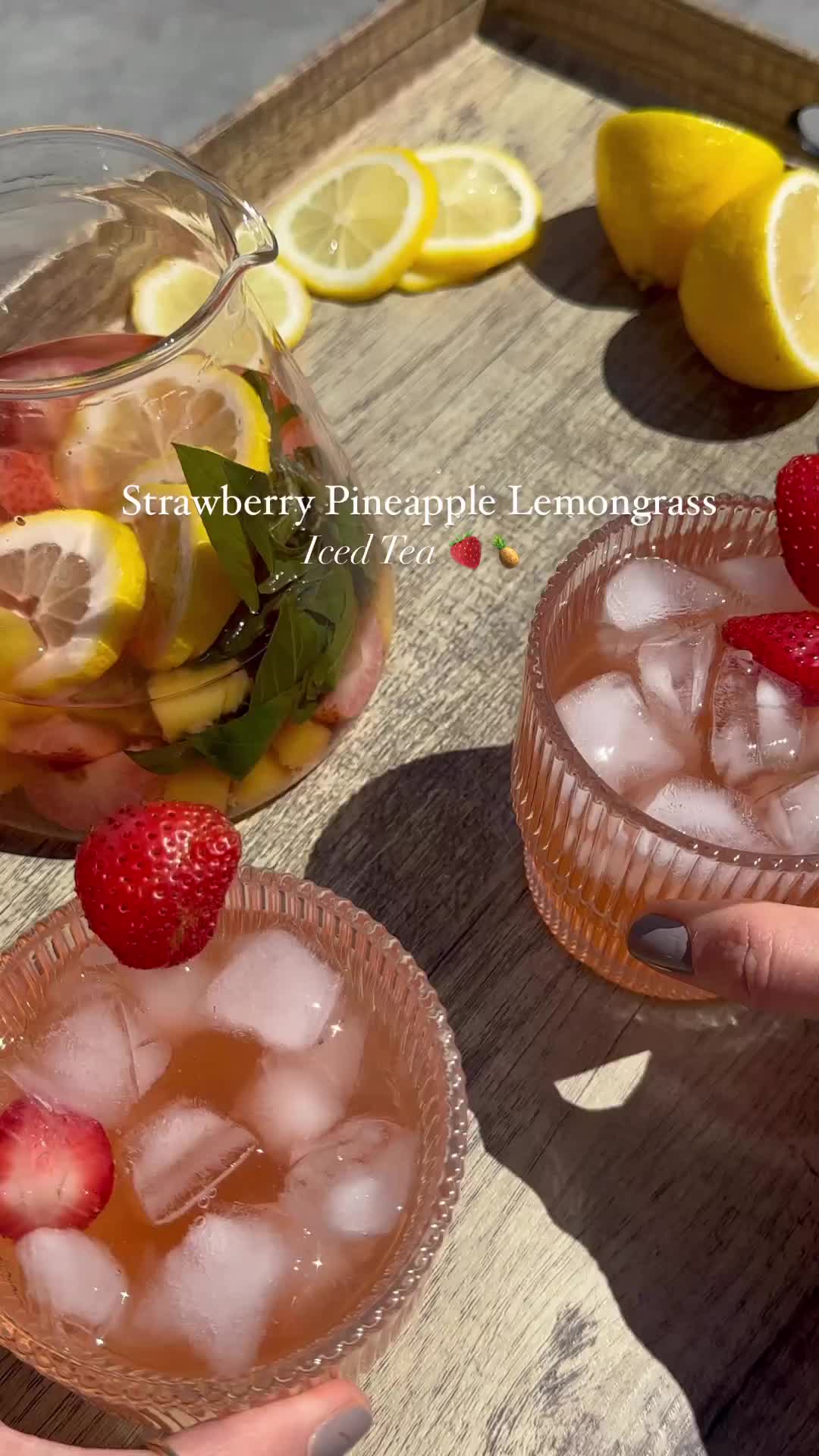 Strawberry pineapple lemongrass iced tea